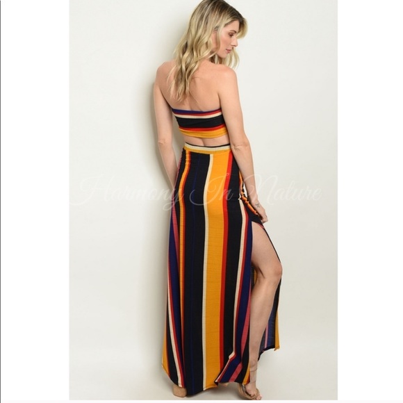 Striped Top and Maxi Skirt Set - Picture 3 of 6